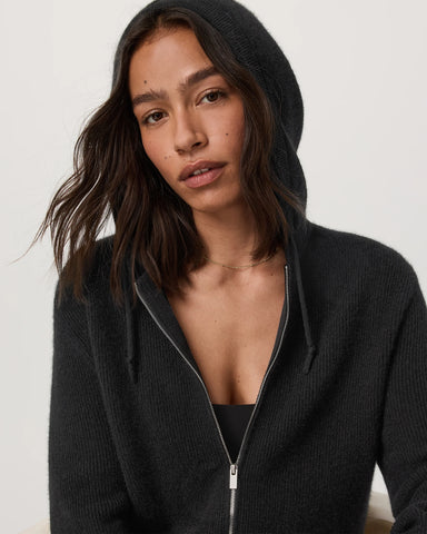 Émilie Full Zip Cashmere Rib Hoodie