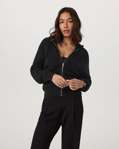 Émilie Full Zip Cashmere Rib Hoodie
